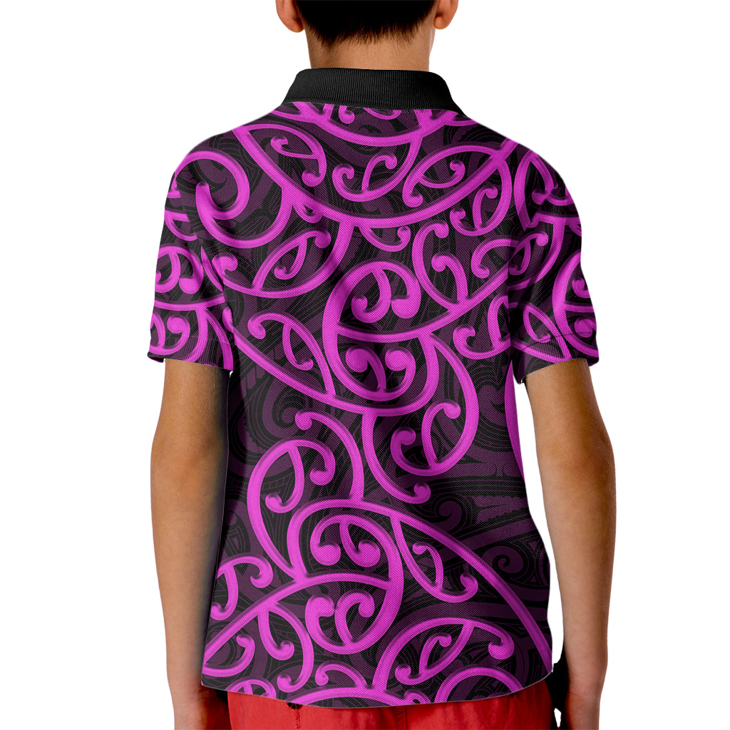 New Zealand Kid Polo Shirt Maori Pattern Purple LT6 - Polynesian Pride