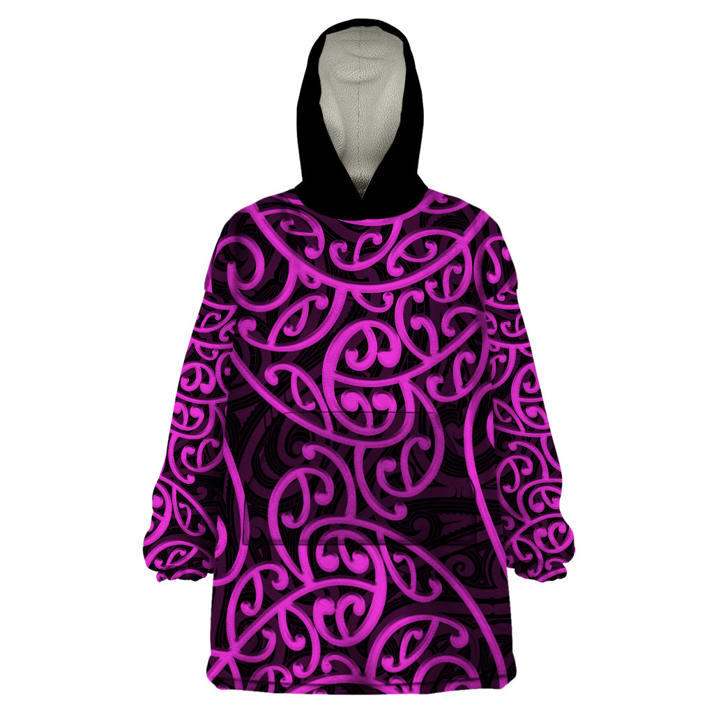 New Zealand Wearable Blanket Hoodie Maori Pattern Purple LT6 One Size Purple - Polynesian Pride