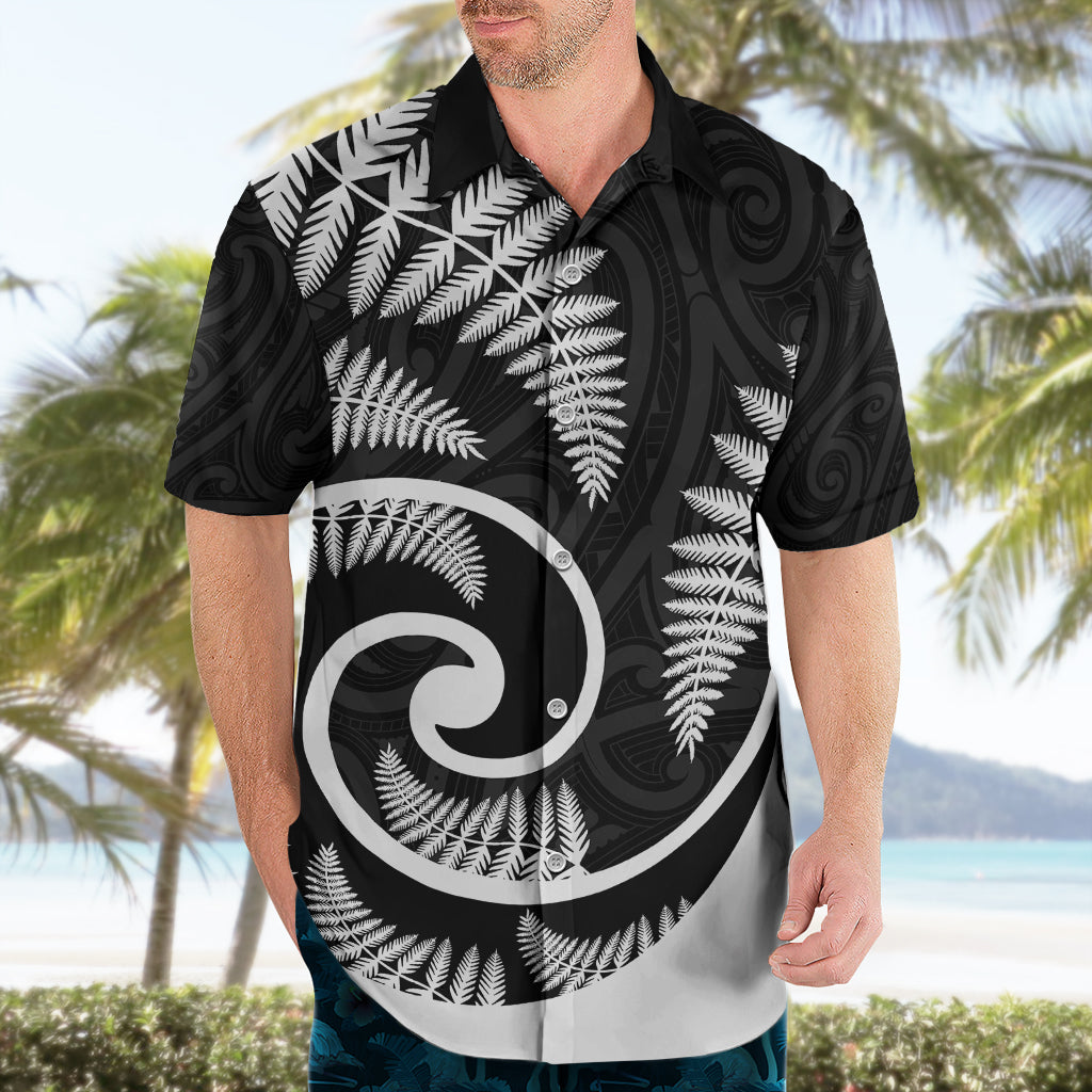 New Zealand Hawaiian Shirt Maori With Silver Fern White LT6 - Polynesian Pride