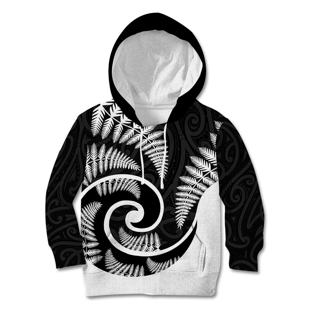 New Zealand Kid Hoodie Maori With Silver Fern White LT6 Hoodie White - Polynesian Pride