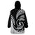 New Zealand Wearable Blanket Hoodie Maori With Silver Fern White LT6 - Polynesian Pride