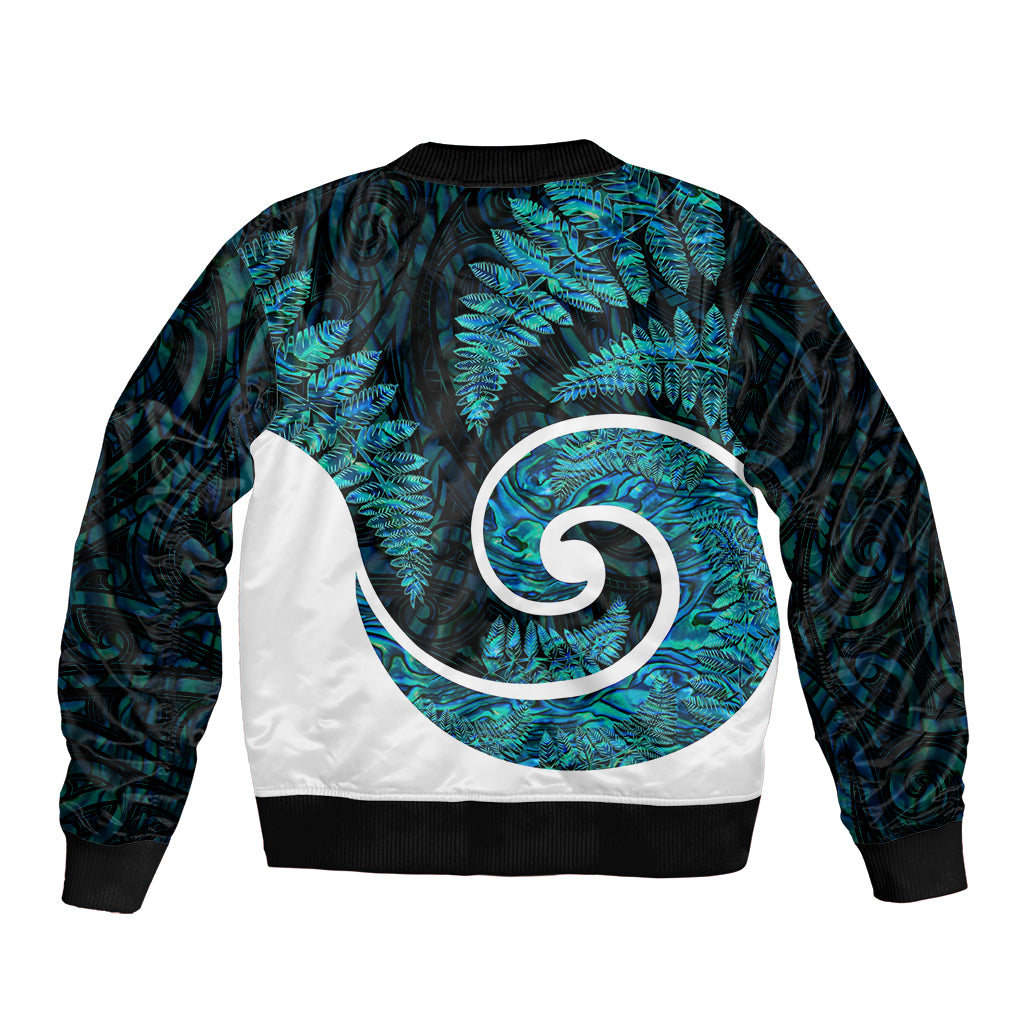 New Zealand Bomber Jacket Maori With Silver Fern Papua Shell Green Ver.1 LT6 - Polynesian Pride