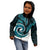 New Zealand Kid Hoodie Maori With Silver Fern Papua Shell Green Ver.1 LT6 - Polynesian Pride