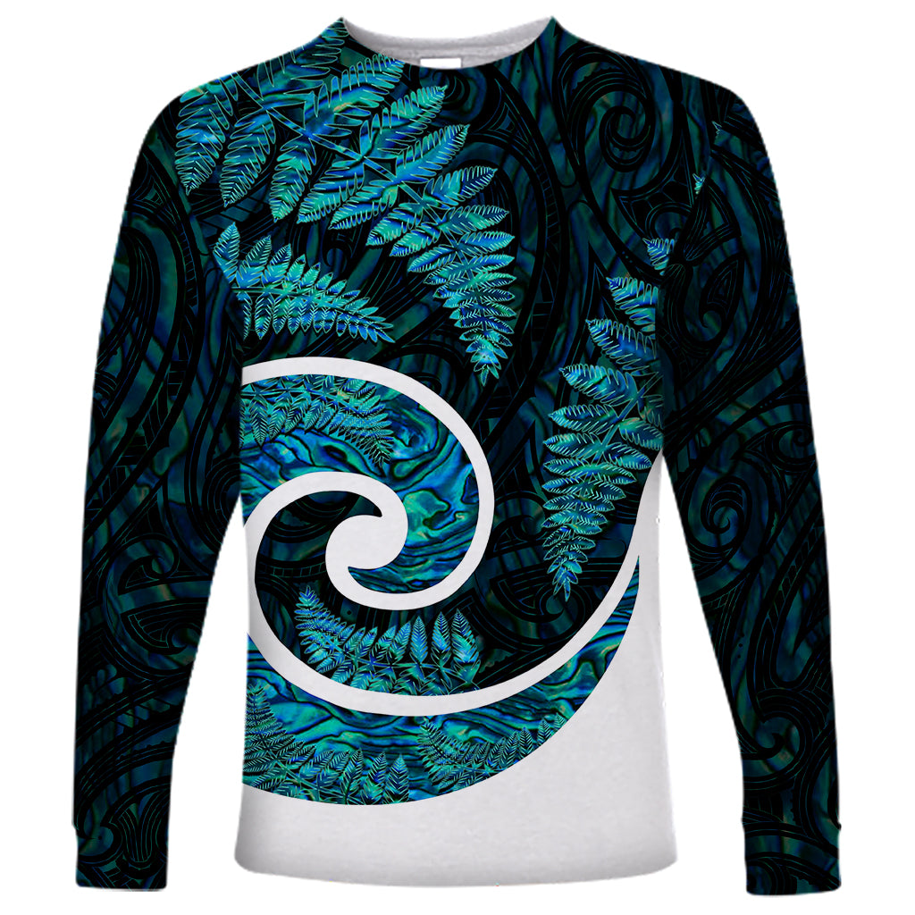 New Zealand Long Sleeve Shirt Maori With Silver Fern Papua Shell Green Ver.1 LT6 Unisex Green - Polynesian Pride