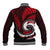 New Zealand Baseball Jacket Maori With Silver Fern Red LT6 - Polynesian Pride