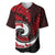 New Zealand Baseball Jersey Maori With Silver Fern Red LT6 Red - Polynesian Pride