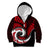 New Zealand Kid Hoodie Maori With Silver Fern Red LT6 Zip Hoodie Red - Polynesian Pride