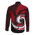 New Zealand Long Sleeve Button Shirt Maori With Silver Fern Red LT6 - Polynesian Pride