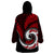 New Zealand Wearable Blanket Hoodie Maori With Silver Fern Red LT6 - Polynesian Pride