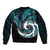 New Zealand Bomber Jacket Maori With Silver Fern Papua Shell Green Ver.2 LT6 - Polynesian Pride