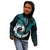 New Zealand Kid Hoodie Maori With Silver Fern Papua Shell Green Ver.2 LT6 - Polynesian Pride