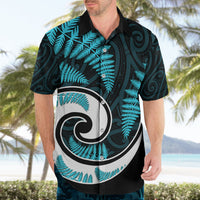 New Zealand Hawaiian Shirt Maori With Silver Fern Light Blue LT6 - Polynesian Pride