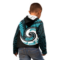 New Zealand Kid Hoodie Maori With Silver Fern Light Blue LT6 - Polynesian Pride