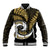 New Zealand Baseball Jacket Maori With Silver Fern Gold LT6 Unisex Gold - Polynesian Pride