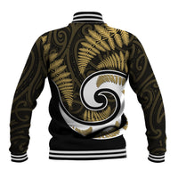 New Zealand Baseball Jacket Maori With Silver Fern Gold LT6 - Polynesian Pride