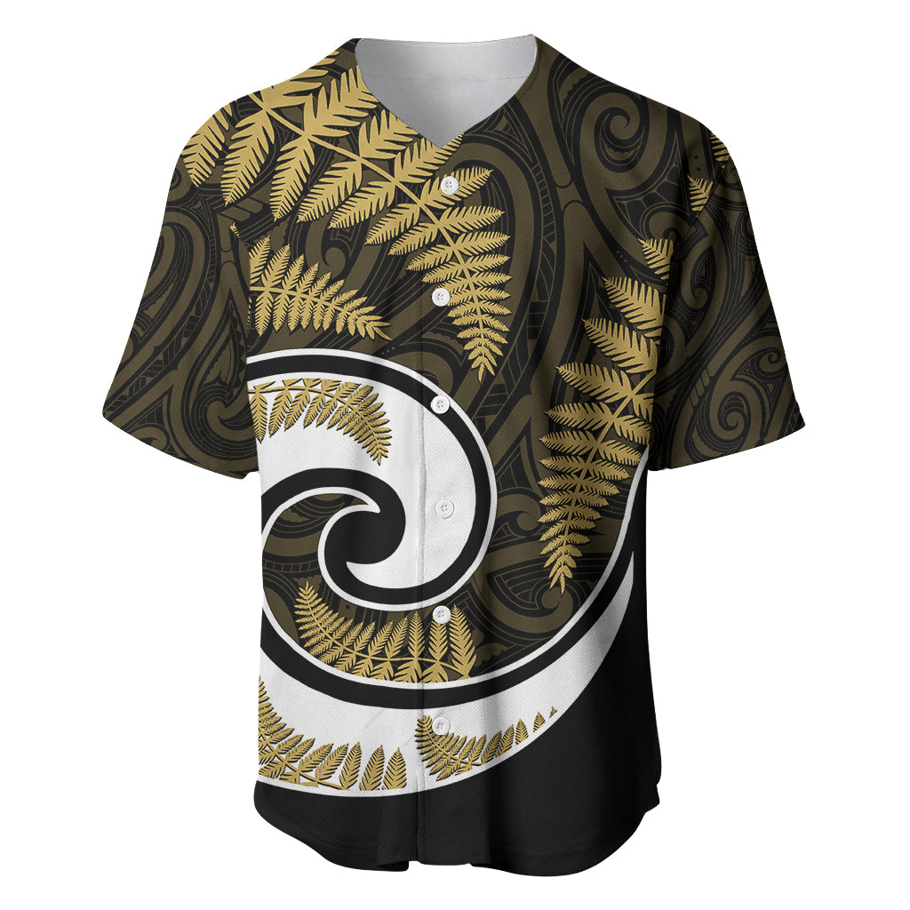 New Zealand Baseball Jersey Maori With Silver Fern Gold LT6 Gold - Polynesian Pride