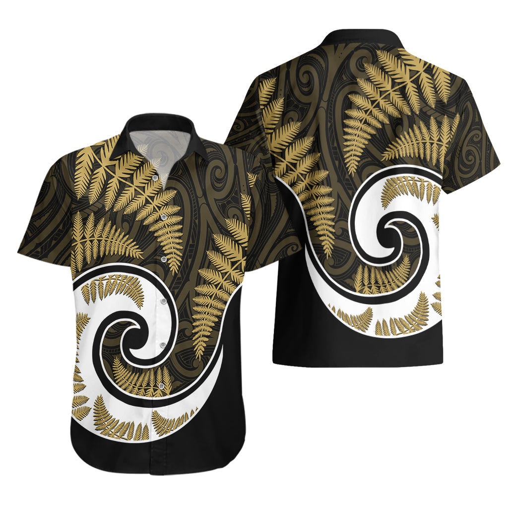 New Zealand Hawaiian Shirt Maori With Silver Fern Gold LT6 - Polynesian Pride