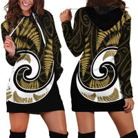 New Zealand Hoodie Dress Maori With Silver Fern Gold LT6 - Polynesian Pride