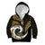 New Zealand Kid Hoodie Maori With Silver Fern Gold LT6 Zip Hoodie Gold - Polynesian Pride