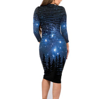 Matariki Te Tau Hou Māori Family Matching Long Sleeve Bodycon Dress and Hawaiian Shirt New Zealand Starry Sky