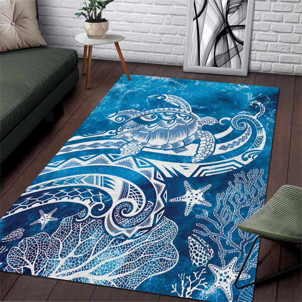 World Ocean Day Polynesian Pattern Area Rug Crystal Waves