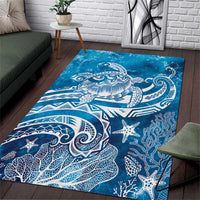 World Ocean Day Polynesian Pattern Area Rug Crystal Waves