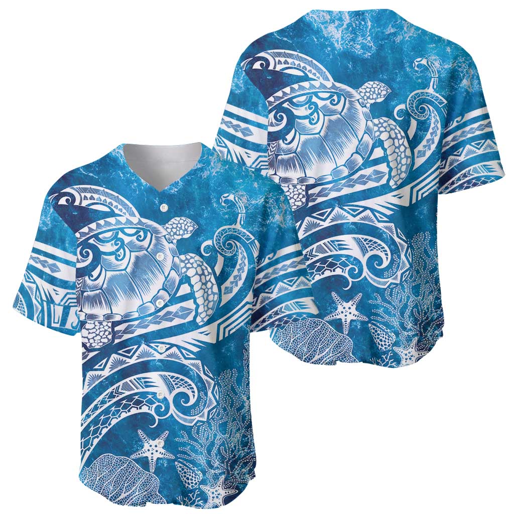 World Ocean Day Polynesian Pattern Baseball Jersey Crystal Waves