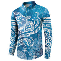 World Ocean Day Polynesian Pattern Button Sweatshirt Crystal Waves