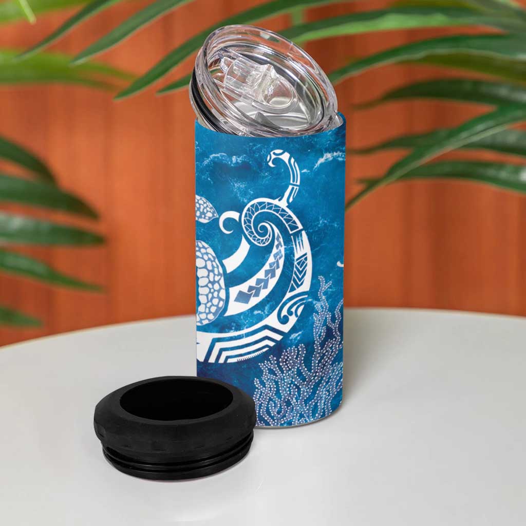 World Ocean Day Polynesian Pattern 4 in 1 Can Cooler Tumbler Crystal Waves LT7 - Polynesian Pride
