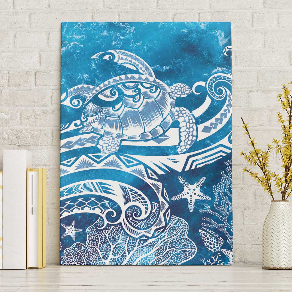 World Ocean Day Polynesian Pattern Canvas Wall Art Crystal Waves LT7 Without Frame Blue - Polynesian Pride