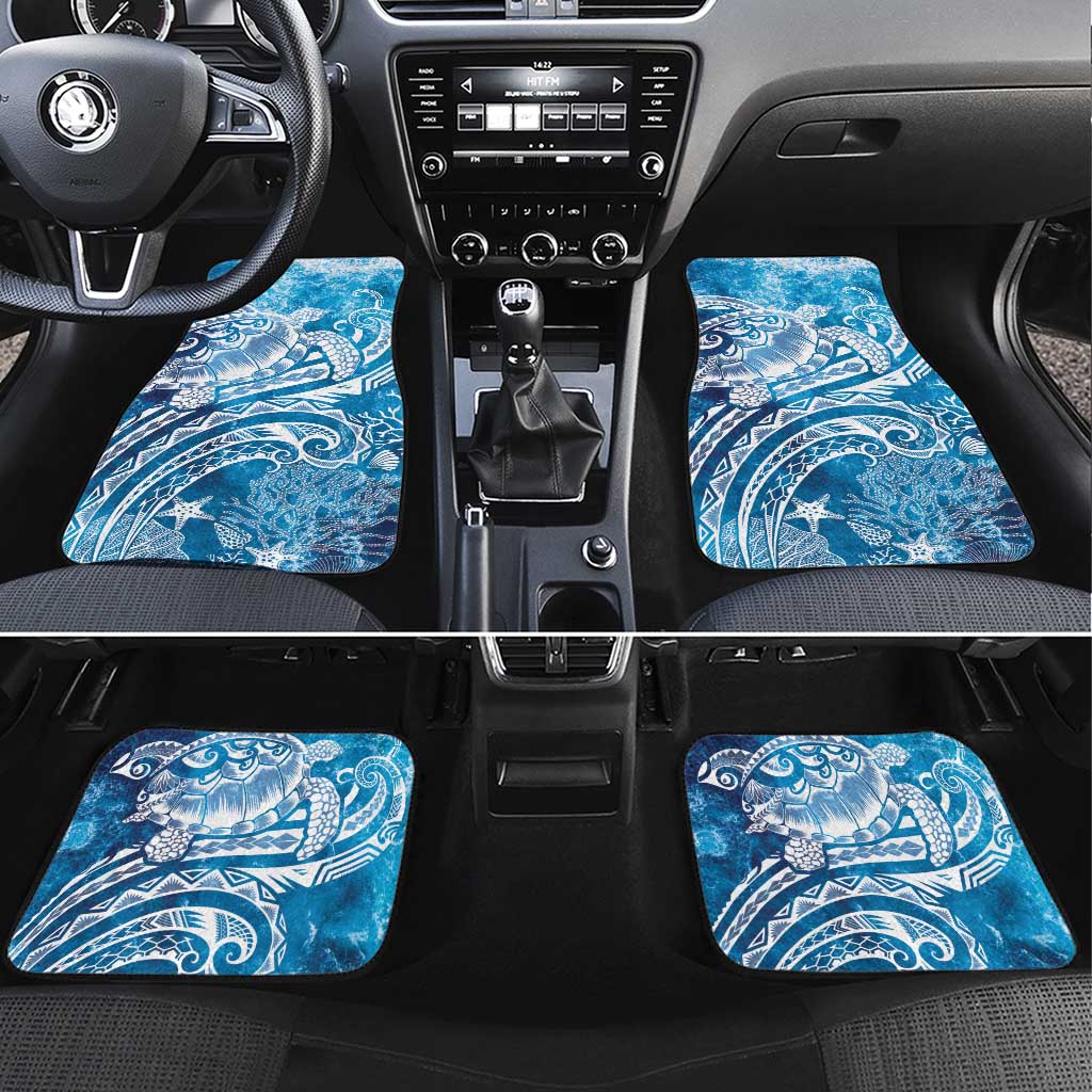 World Ocean Day Polynesian Pattern Car Mats Crystal Waves LT7 Set 4pcs Blue - Polynesian Pride