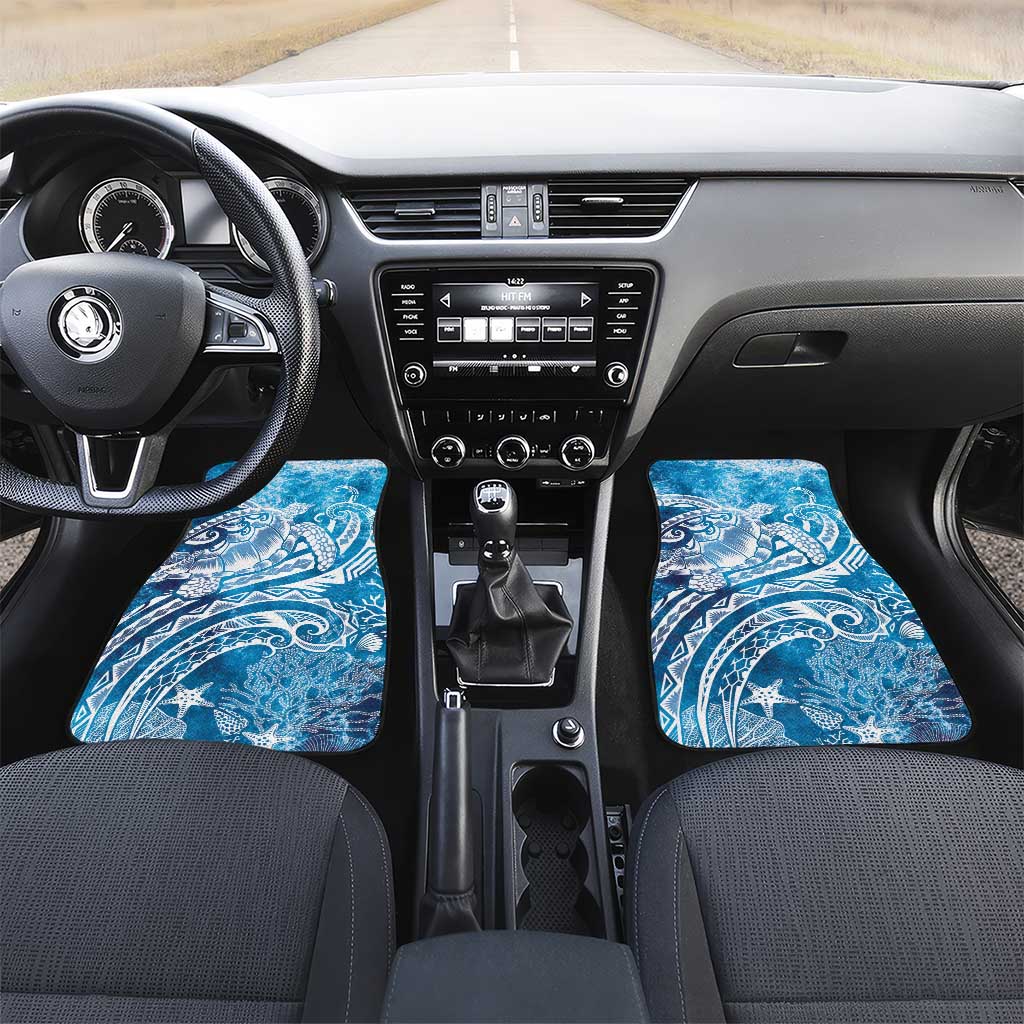 World Ocean Day Polynesian Pattern Car Mats Crystal Waves LT7 Set 2pcs - Front Blue - Polynesian Pride