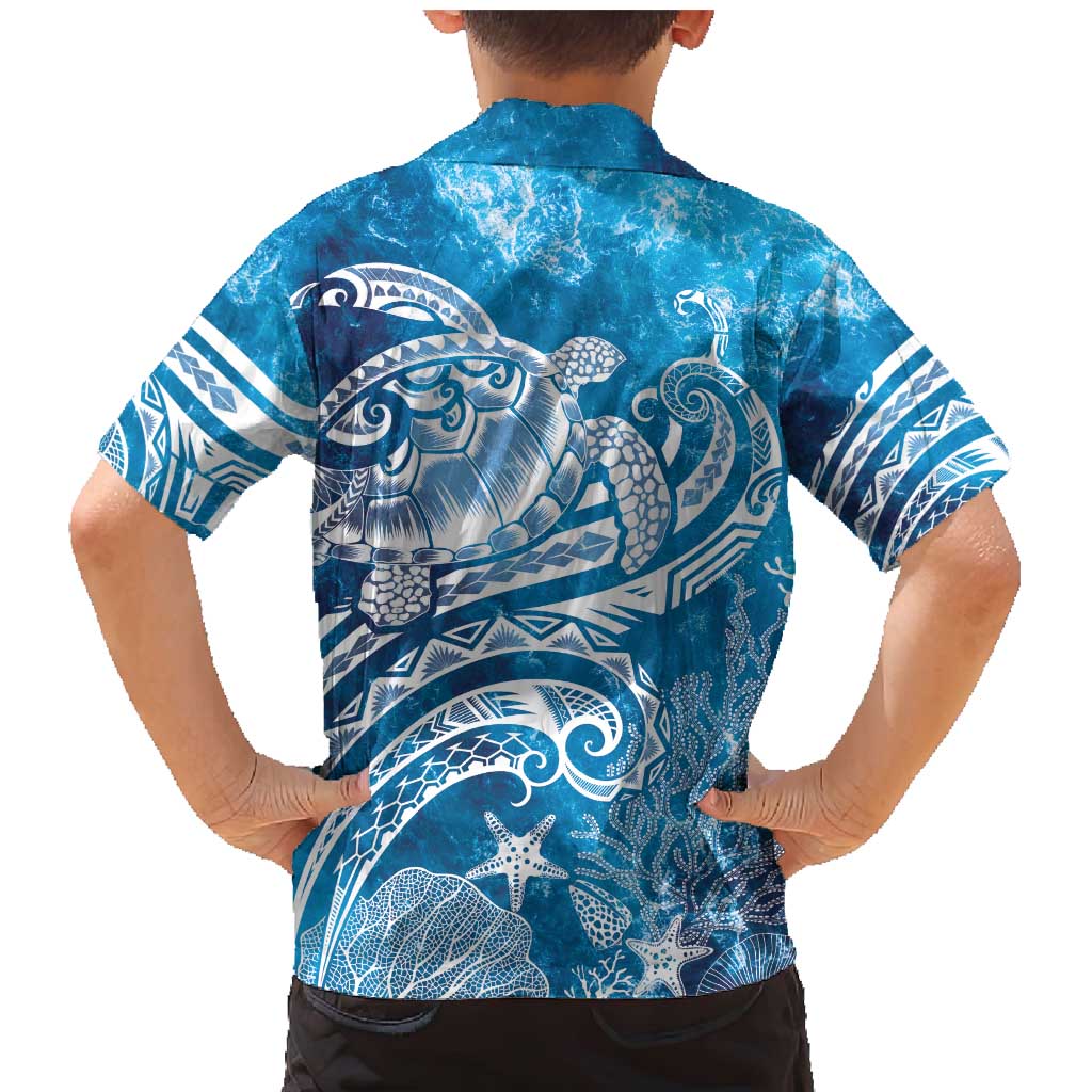 World Ocean Day Polynesian Pattern Family Matching Mermaid Dress and Hawaiian Shirt Crystal Waves