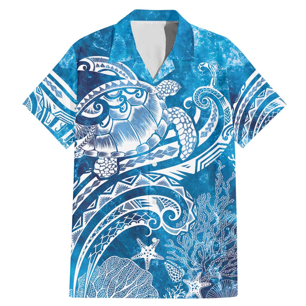 World Ocean Day Polynesian Pattern Family Matching Mermaid Dress and Hawaiian Shirt Crystal Waves