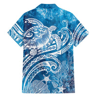 World Ocean Day Polynesian Pattern Family Matching Off The Shoulder Long Sleeve Dress and Hawaiian Shirt Crystal Waves