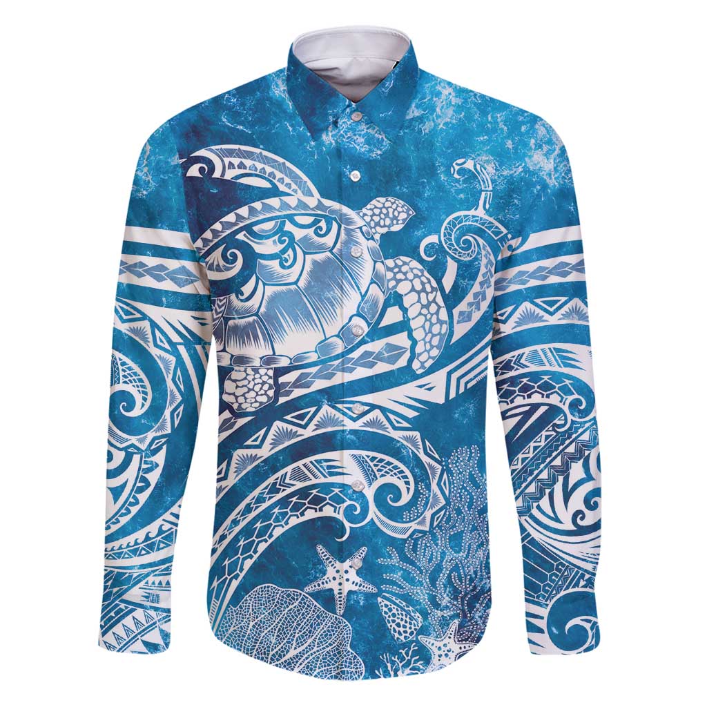 World Ocean Day Polynesian Pattern Family Matching Puletasi and Hawaiian Shirt Crystal Waves