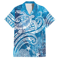 World Ocean Day Polynesian Pattern Family Matching Tank Maxi Dress and Hawaiian Shirt Crystal Waves