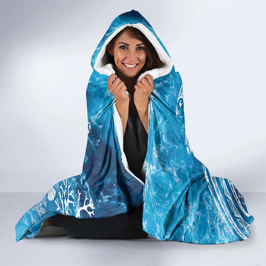 World Ocean Day Polynesian Pattern Hooded Blanket Crystal Waves LT7 - Polynesian Pride