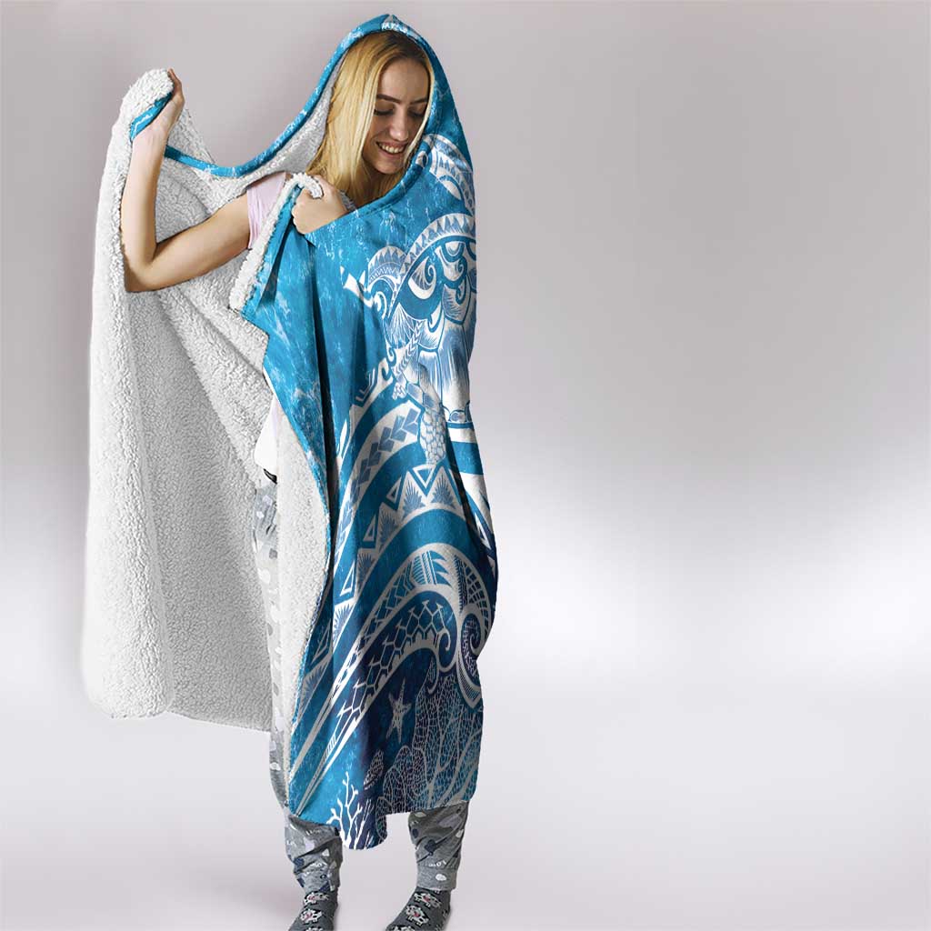 World Ocean Day Polynesian Pattern Hooded Blanket Crystal Waves LT7 - Polynesian Pride