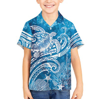 World Ocean Day Polynesian Pattern Kid Hawaiian Shirt Crystal Waves