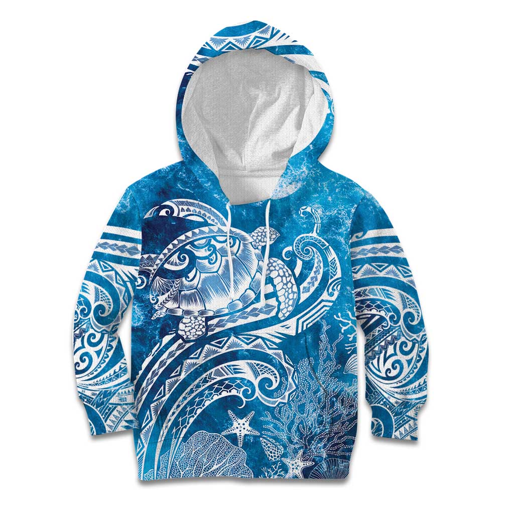 World Ocean Day Polynesian Pattern Kid Hoodie Crystal Waves