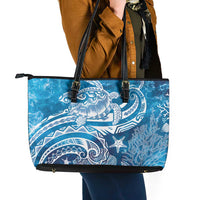 World Ocean Day Polynesian Pattern Leather Tote Bag Crystal Waves LT7 - Polynesian Pride