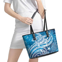 World Ocean Day Polynesian Pattern Leather Tote Bag Crystal Waves LT7 - Polynesian Pride