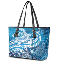 World Ocean Day Polynesian Pattern Leather Tote Bag Crystal Waves LT7 - Polynesian Pride