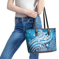 World Ocean Day Polynesian Pattern Leather Tote Bag Crystal Waves LT7 - Polynesian Pride