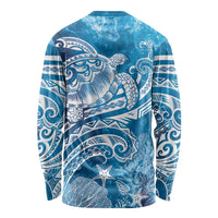 World Ocean Day Polynesian Pattern Long Sleeve Shirt Crystal Waves LT7 - Polynesian Pride