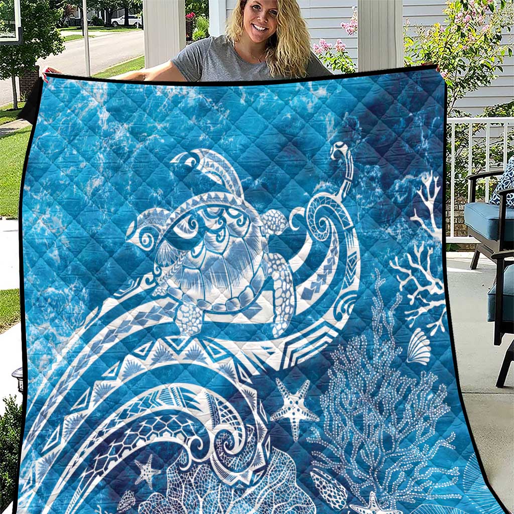 World Ocean Day Polynesian Pattern Quilt Crystal Waves