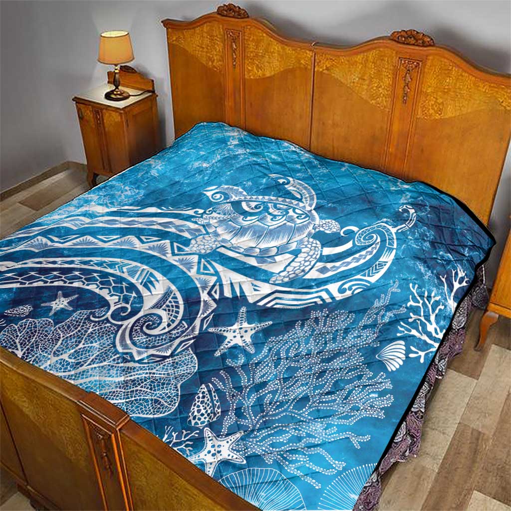 World Ocean Day Polynesian Pattern Quilt Crystal Waves