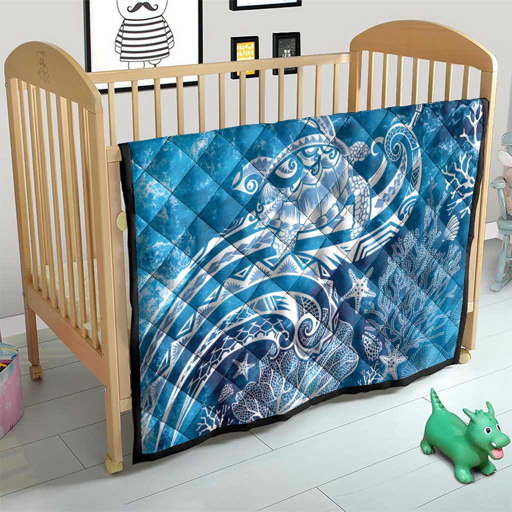 World Ocean Day Polynesian Pattern Quilt Crystal Waves