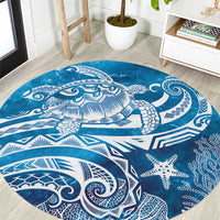 World Ocean Day Polynesian Pattern Round Carpet Crystal Waves
